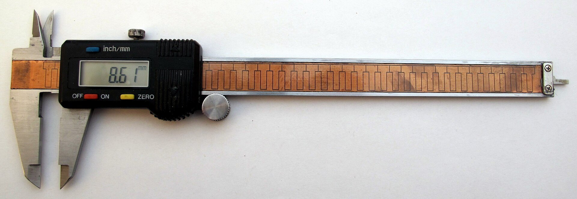 Precision caliper verification of encoder dimensions