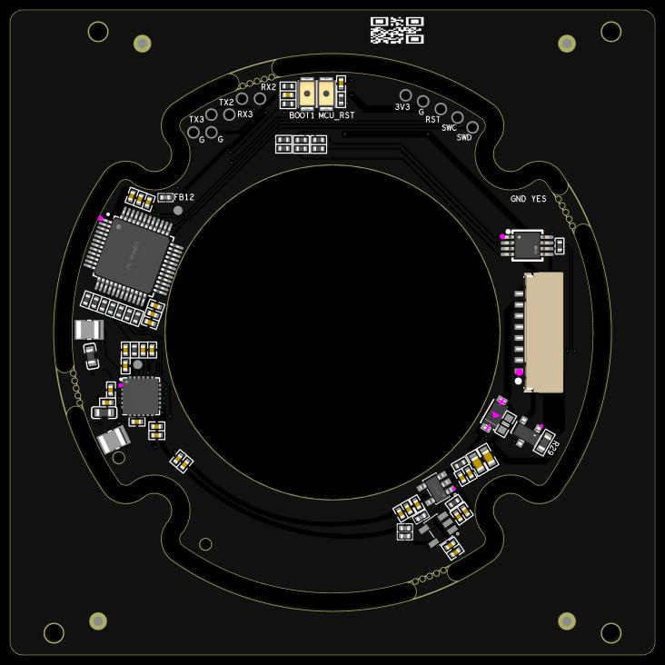 RM10 inductive sensing module — planar coil PCB, top view